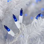 Blue 50 Light 11' Long White Wire Christmas Mini Lights